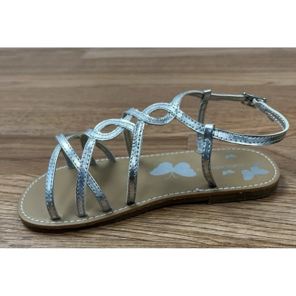 Laura Ashley Toddler Girls Sandals‎ Size 12 Silver NEW